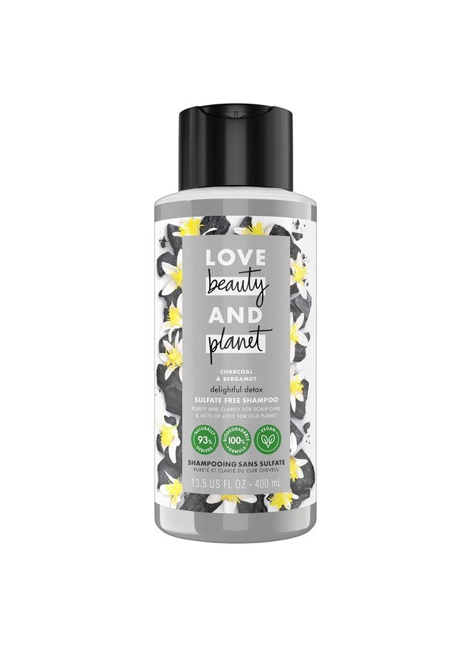 Love Beauty And Planet Clarifying Shampoo Delightful Detox Charcoal & Bergamot Vegan, Paraben & Sulfate & Silicone & Cruelty Free, Coconut, 13.5 Fl Oz