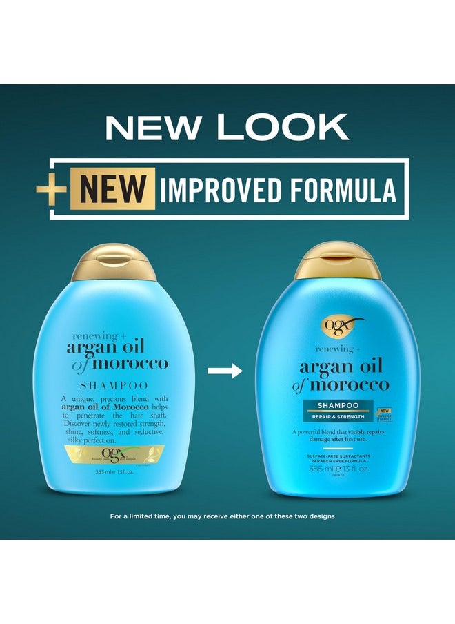 OGX Renewing Argan Oil of Morocco Shampoo, 13 fl. Oz - Hydrating, Moisturizing & Damage Repairing Shampoo for Dry, Damaged Hair, Paraben & Sulfate Free Surfactants
