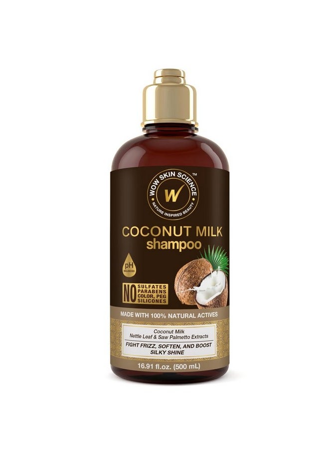 WOW Skin Science Coconut Oil Milk Shampoo - Hair Growth, Hydrating and Curl-Defining Formula for Curly, Wavy Hair for Men & Women - No Sulfates, No Parabens