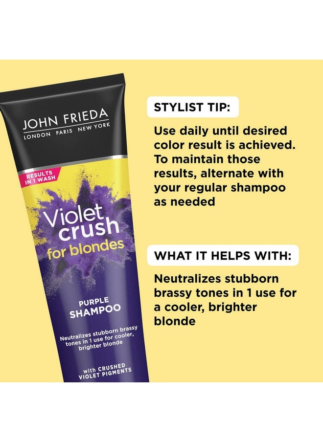 John Frieda 8.3 Ounce Shampoo for Blonde Hair, Violet Crush Purple Shampoo, Neutralizes Brassy Yellow Tones, Blonde Toner for Bleached, Platinum