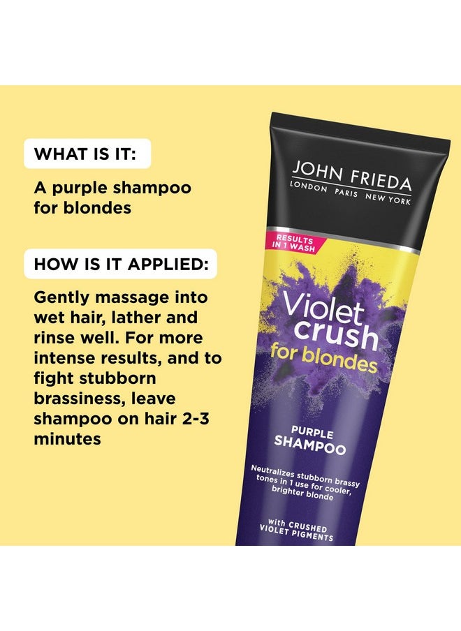 John Frieda 8.3 Ounce Shampoo for Blonde Hair, Violet Crush Purple Shampoo, Neutralizes Brassy Yellow Tones, Blonde Toner for Bleached, Platinum