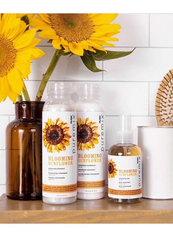 RUSK Puremix Blooming Sunflower Volumizing Shampoo, Naturally Thickens and Lifts Strands, 12 fl. oz.
