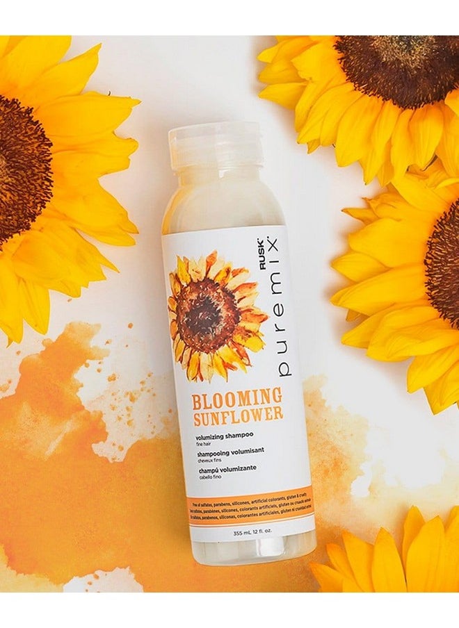 RUSK Puremix Blooming Sunflower Volumizing Shampoo, Naturally Thickens and Lifts Strands, 12 fl. oz.