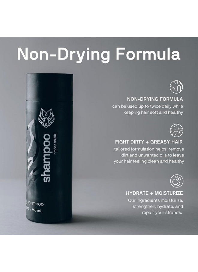 Black Wolf - Everyday Men’s Shampoo, 12 Fl Oz - Charcoal Powder Cleanses Scalp and Fights Dirty & Greasy Hair - Thick and Rich Lather - For All Hair Types