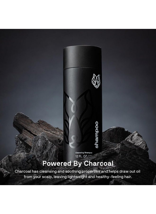Black Wolf - Everyday Men’s Shampoo, 12 Fl Oz - Charcoal Powder Cleanses Scalp and Fights Dirty & Greasy Hair - Thick and Rich Lather - For All Hair Types
