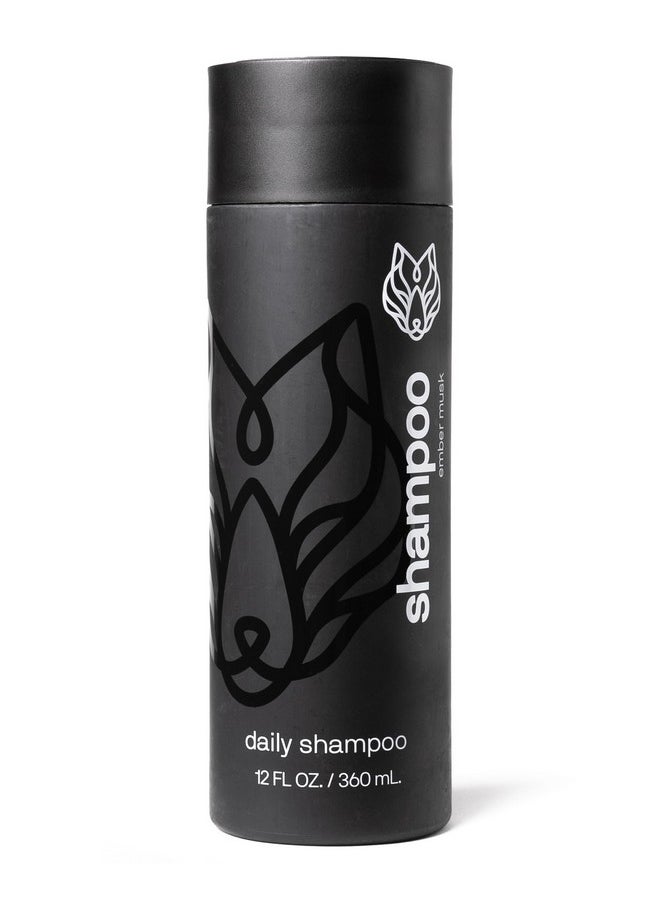 Black Wolf - Everyday Men’s Shampoo, 12 Fl Oz - Charcoal Powder Cleanses Scalp and Fights Dirty & Greasy Hair - Thick and Rich Lather - For All Hair Types