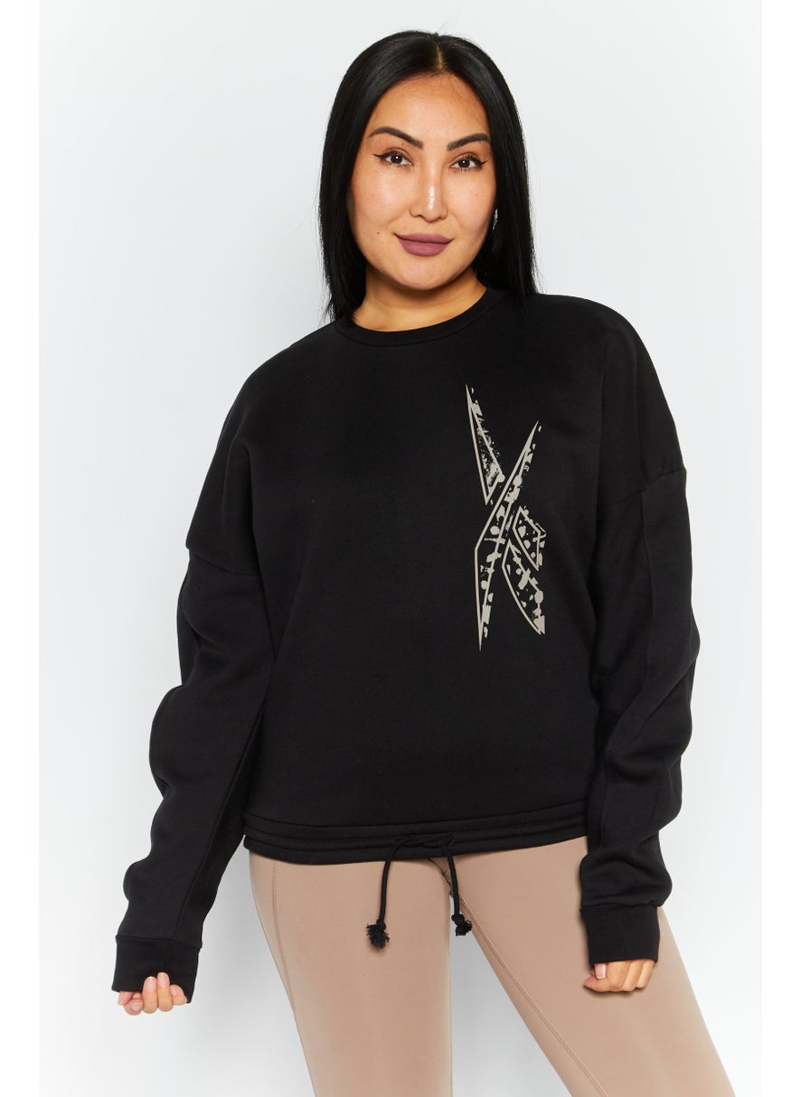Women Sportswear Fit Long Sleeve Outdoor Sweatshirts, Black
