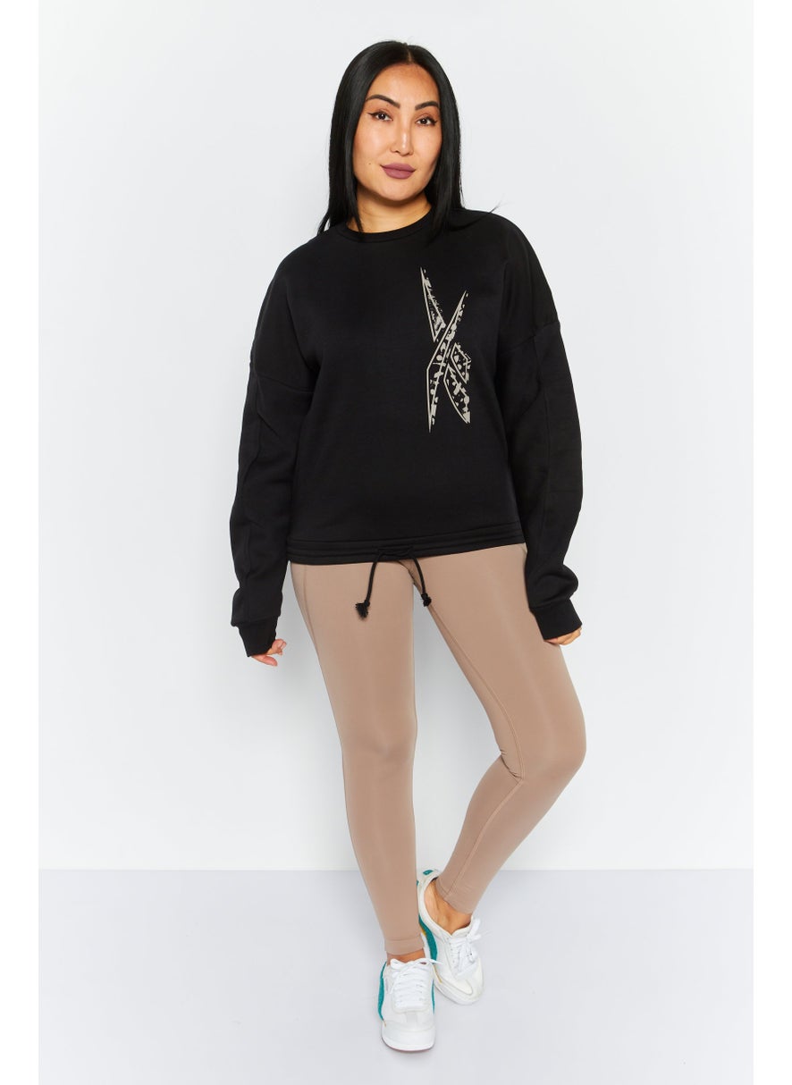 Women Sportswear Fit Long Sleeve Outdoor Sweatshirts, Black