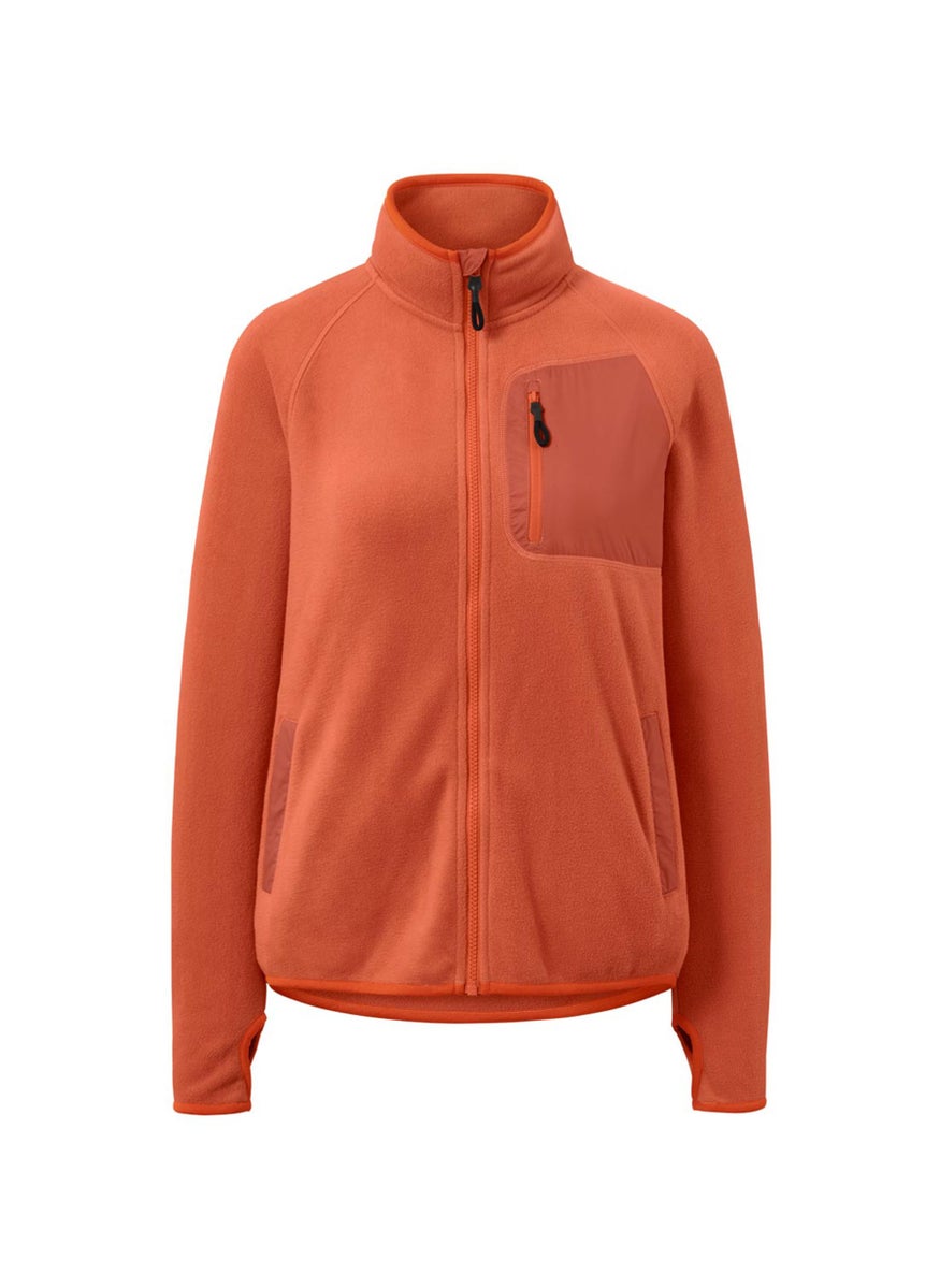 Women Solid Fleece Sherpa Sweatshirt, Orange