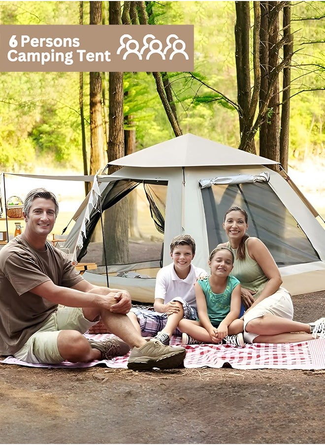 Outdoor Folding Family Tent with Foyer Tent and Carry Bag, Portable Pop Up Camping Tent