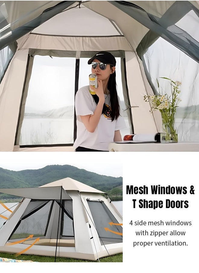 Outdoor Folding Family Tent with Foyer Tent and Carry Bag, Portable Pop Up Camping Tent