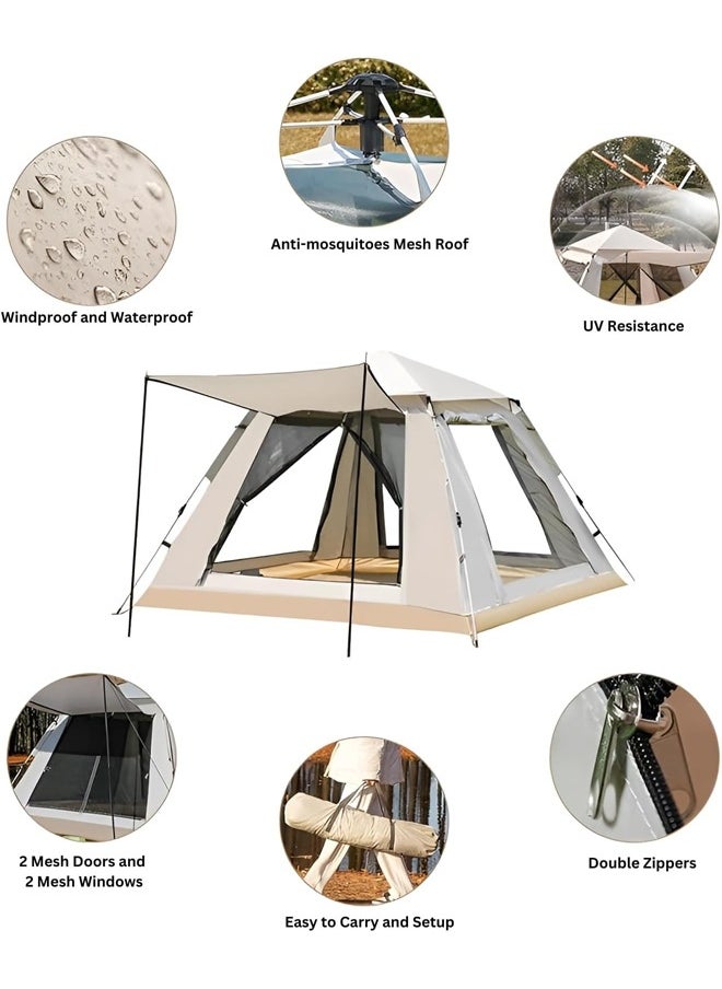 Outdoor Folding Family Tent with Foyer Tent and Carry Bag, Portable Pop Up Camping Tent