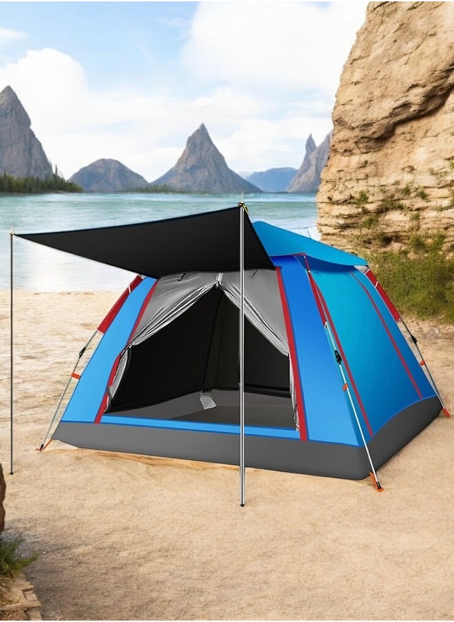 Fully Automatic Quick Opening Camping Tent for 3-4 People, Thickened and Rainproof, Multifunctional Outdoor Shelter (215x215x142cm)