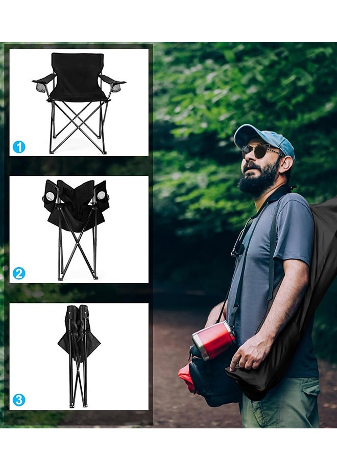 Foldable Camping Chair, Large Portable Lawn Chair for Outdoors Fishing, Hiking, Travel, Picnic, Beach, Supports 130KG u0026 Include Storage Bags (Navy Blue)