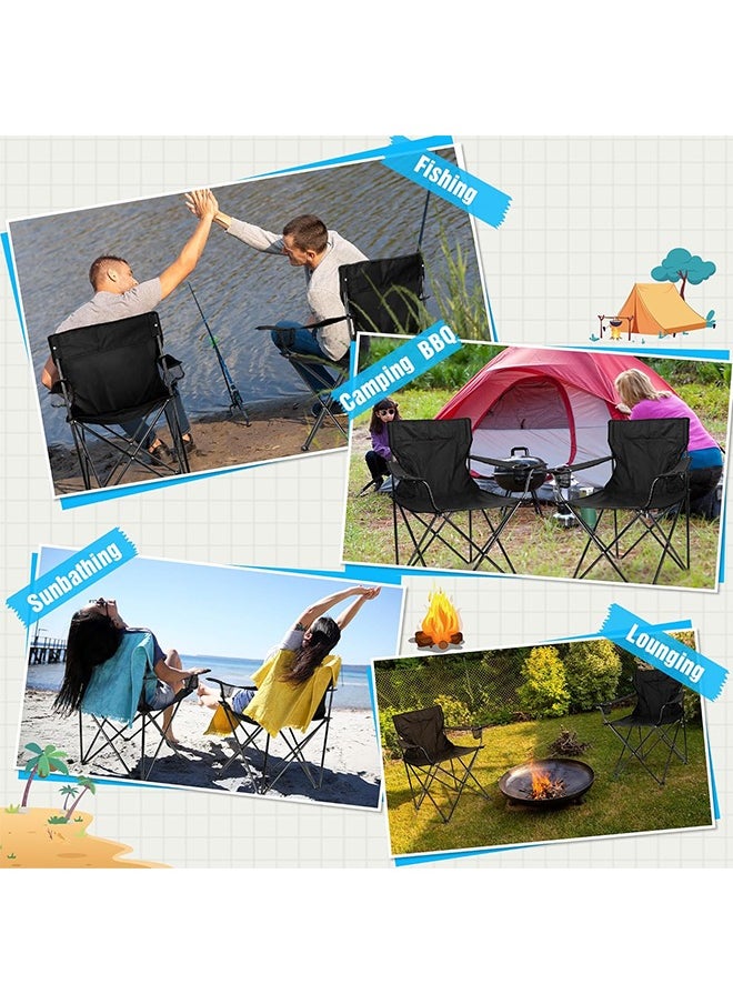 Foldable Camping Chair, Large Portable Lawn Chair for Outdoors Fishing, Hiking, Travel, Picnic, Beach, Supports 130KG u0026 Include Storage Bags (Navy Blue)