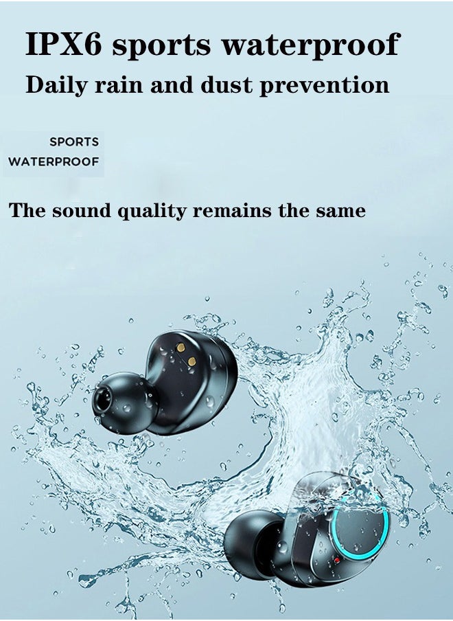 True Wireless Earbuds, HiFi Stereo Ear Buds, Bluetooth 5.4 Ultra-fast Connection In-Ear Earphone with Magnetic 2000mAh Charging Case,Type-c Cltra-fast Charging In-ear Music Headset Built in Mic for Clear Voice Call, Active Noise Cancellation Headphone,Waterproof and Anti-sweat,Black