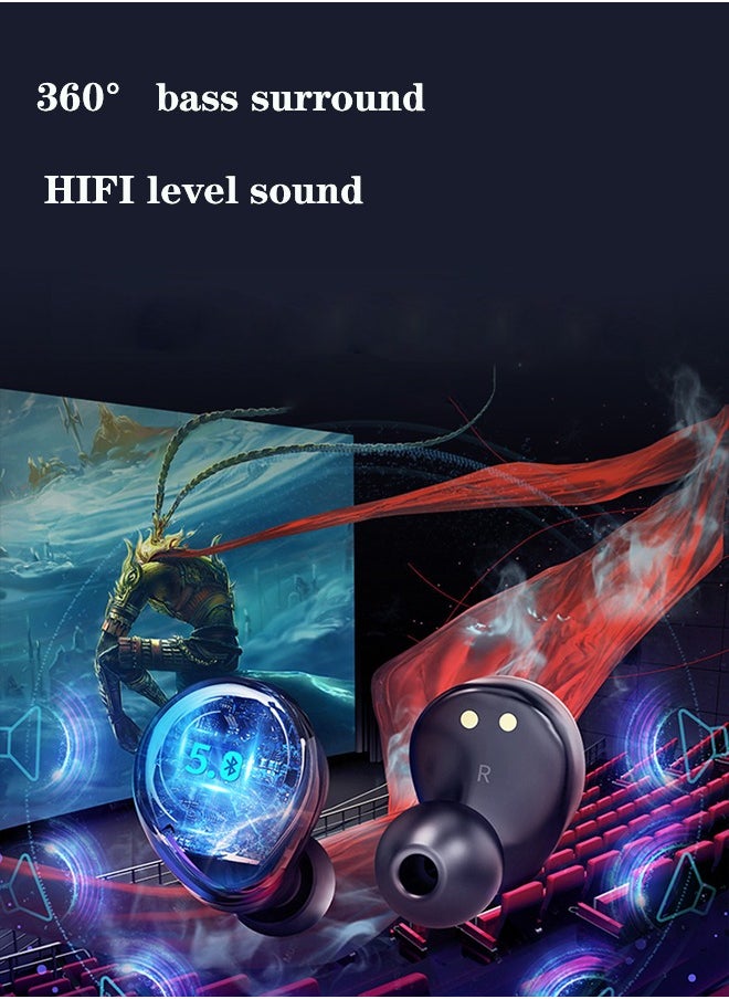 True Wireless Earbuds, HiFi Stereo Ear Buds, Bluetooth 5.4 Ultra-fast Connection In-Ear Earphone with Magnetic 2000mAh Charging Case,Type-c Cltra-fast Charging In-ear Music Headset Built in Mic for Clear Voice Call, Active Noise Cancellation Headphone,Waterproof and Anti-sweat,Black