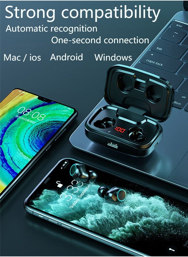 True Wireless Earbuds, HiFi Stereo Ear Buds, Bluetooth 5.4 Ultra-fast Connection In-Ear Earphone with Magnetic 2000mAh Charging Case,Type-c Cltra-fast Charging In-ear Music Headset Built in Mic for Clear Voice Call, Active Noise Cancellation Headphone,Waterproof and Anti-sweat,Black