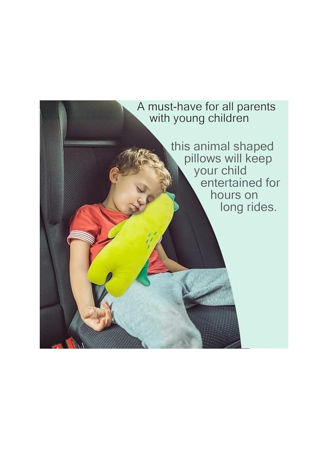Kids Travel Pillow for Car, The Sleeping Aid for Adults and Kids on Road Trips, Children's Dinosaur Travel Pillow, Car Seat Vehicle Seat Strap Head Neck Support Shoulder Pad