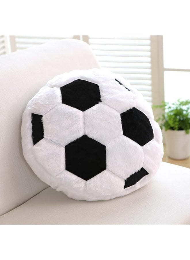 Football Plush Pillow Fluffy Durable Stuffed, Football Throw Pillow Ball Sports, Ball Pillow Soft Durable Sports Toy Sofa Room Decoration Soft Sports Toy Gift (White+Black)