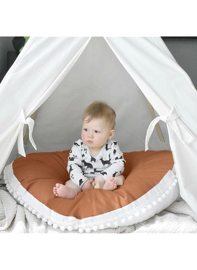 Large Floor Pillow Kids Floor Cushion Seating, Big Circle Baby Pillow, Round Floor Pillows Seating for Infant Toddler Child, Oversized Pillow Mat for Reading Nook Teepee Playroom Nursery Canopy, Brown