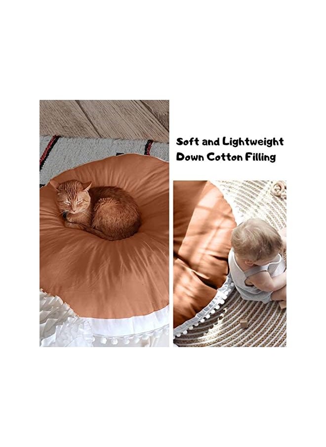 Large Floor Pillow Kids Floor Cushion Seating, Big Circle Baby Pillow, Round Floor Pillows Seating for Infant Toddler Child, Oversized Pillow Mat for Reading Nook Teepee Playroom Nursery Canopy, Brown