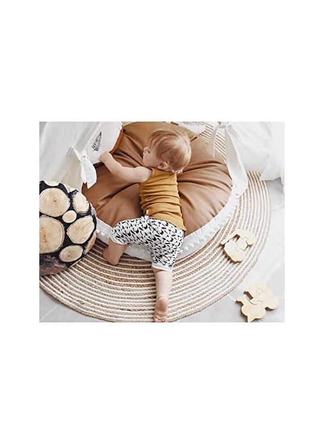 Large Floor Pillow Kids Floor Cushion Seating, Big Circle Baby Pillow, Round Floor Pillows Seating for Infant Toddler Child, Oversized Pillow Mat for Reading Nook Teepee Playroom Nursery Canopy, Brown