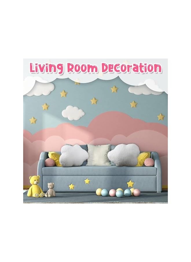 Set of 2 Decorative Pillows for Girls Boys, Toddler Kids Room. White Fluffy Star and Furry Grey Pillow. Soft Plush Cute Throw Pillows for Bedroom Décor. Fun Pillows for Teepee Tent