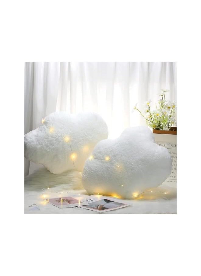 Set of 2 Decorative Pillows for Girls Boys, Toddler Kids Room. White Fluffy Star and Furry Grey Pillow. Soft Plush Cute Throw Pillows for Bedroom Décor. Fun Pillows for Teepee Tent