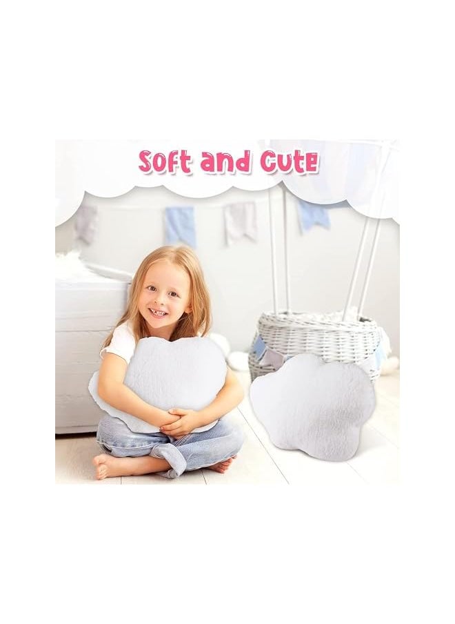 Set of 2 Decorative Pillows for Girls Boys, Toddler Kids Room. White Fluffy Star and Furry Grey Pillow. Soft Plush Cute Throw Pillows for Bedroom Décor. Fun Pillows for Teepee Tent