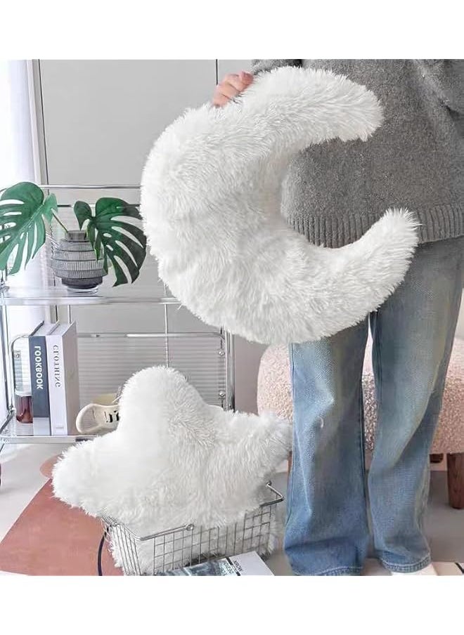 Moon Shaped Throw Pillow, Soft Star Shaped Couch Cushion Pillow Decorative Throw Pillows for Bed Sofa Couch, Home Decor Cute Fluffy Plush Throw Pillow Gift for Bedroom