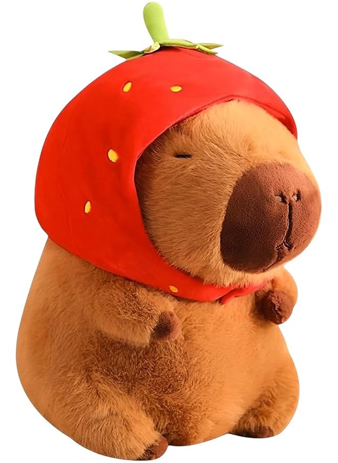 Soft Capybara with Strawberry Hat, 22 cm (Pillow)