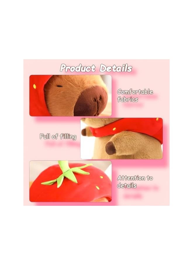 Soft Capybara with Strawberry Hat, 22 cm (Pillow)
