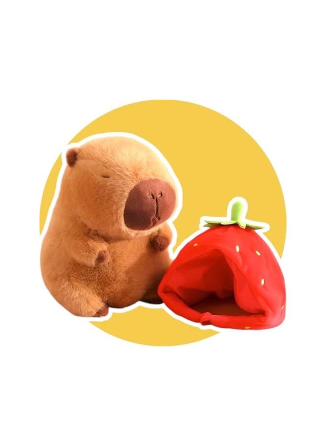 Soft Capybara with Strawberry Hat, 22 cm (Pillow)