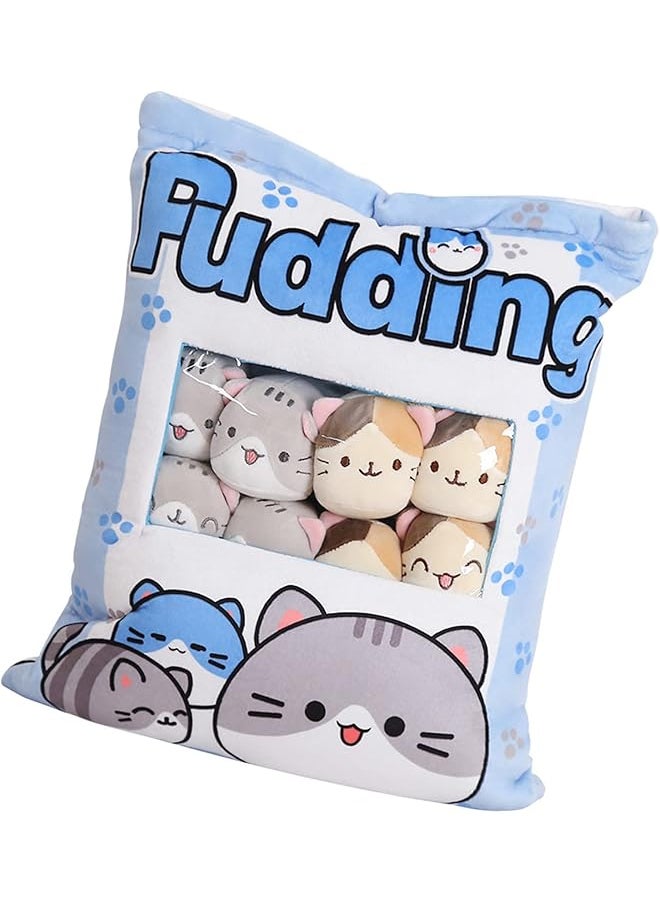 Cute Cat Snack Pillow, Snack Pillow, Stuffed Animal Toys Pillows Bag Fluffy Hugging pillow for Birthday Party Favors, for Teens Kids Girls and Home Decor