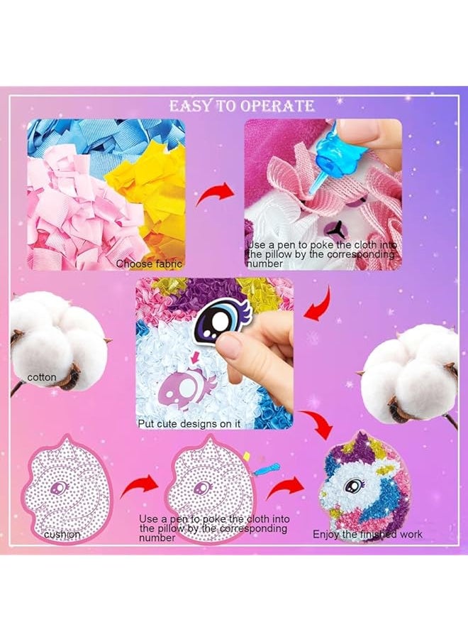 Unicorns toys for girls,Unicorn Plush Craft Pillow, DIY Fabric by Number Art Kits for Kids, Make Your Own Unicorn Pillow, Kids Creative Learning Activities, Fun with Bright Colors, Plush poke art Toys