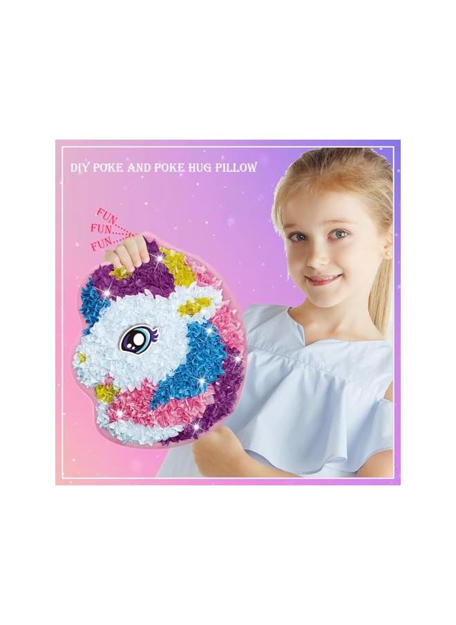 Unicorns toys for girls,Unicorn Plush Craft Pillow, DIY Fabric by Number Art Kits for Kids, Make Your Own Unicorn Pillow, Kids Creative Learning Activities, Fun with Bright Colors, Plush poke art Toys