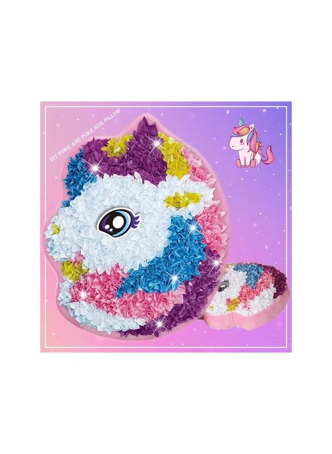 Unicorns toys for girls,Unicorn Plush Craft Pillow, DIY Fabric by Number Art Kits for Kids, Make Your Own Unicorn Pillow, Kids Creative Learning Activities, Fun with Bright Colors, Plush poke art Toys