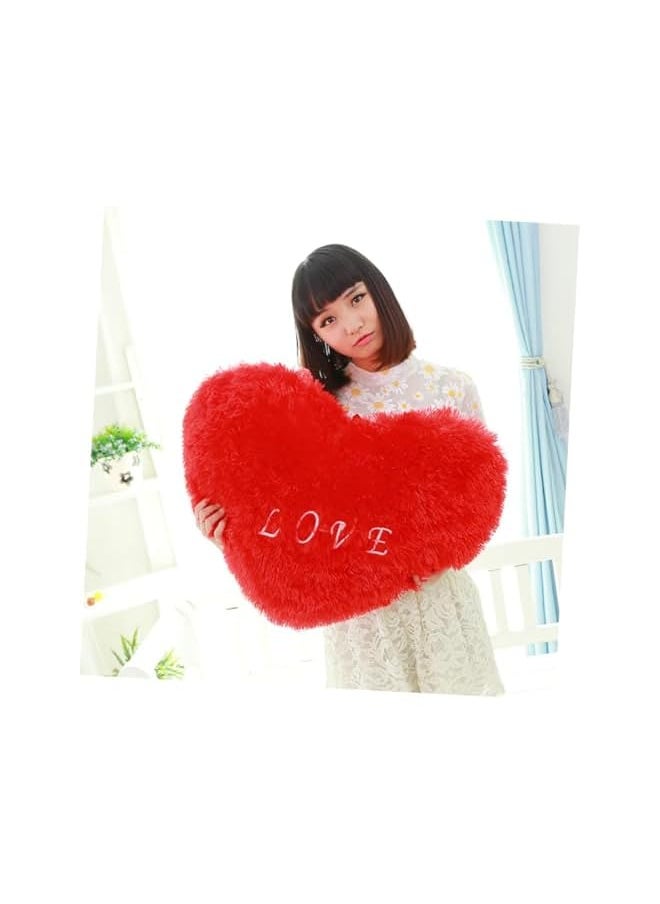 ''Red Heart Pillow/Cushion with Love Text/Soft Decorative-for sofafor a Reading Bed Room/or Watching TV/Plush Pillow/Romantic Gift for Girls Home Car/ & Valentine’s Day Soft Pillow, (37 x 26 cm)