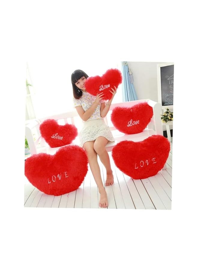 ''Red Heart Pillow/Cushion with Love Text/Soft Decorative-for sofafor a Reading Bed Room/or Watching TV/Plush Pillow/Romantic Gift for Girls Home Car/ & Valentine’s Day Soft Pillow, (37 x 26 cm)