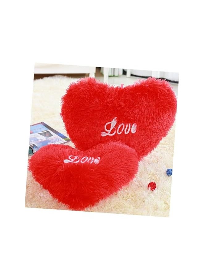 ''Red Heart Pillow/Cushion with Love Text/Soft Decorative-for sofafor a Reading Bed Room/or Watching TV/Plush Pillow/Romantic Gift for Girls Home Car/ & Valentine’s Day Soft Pillow, (37 x 26 cm)
