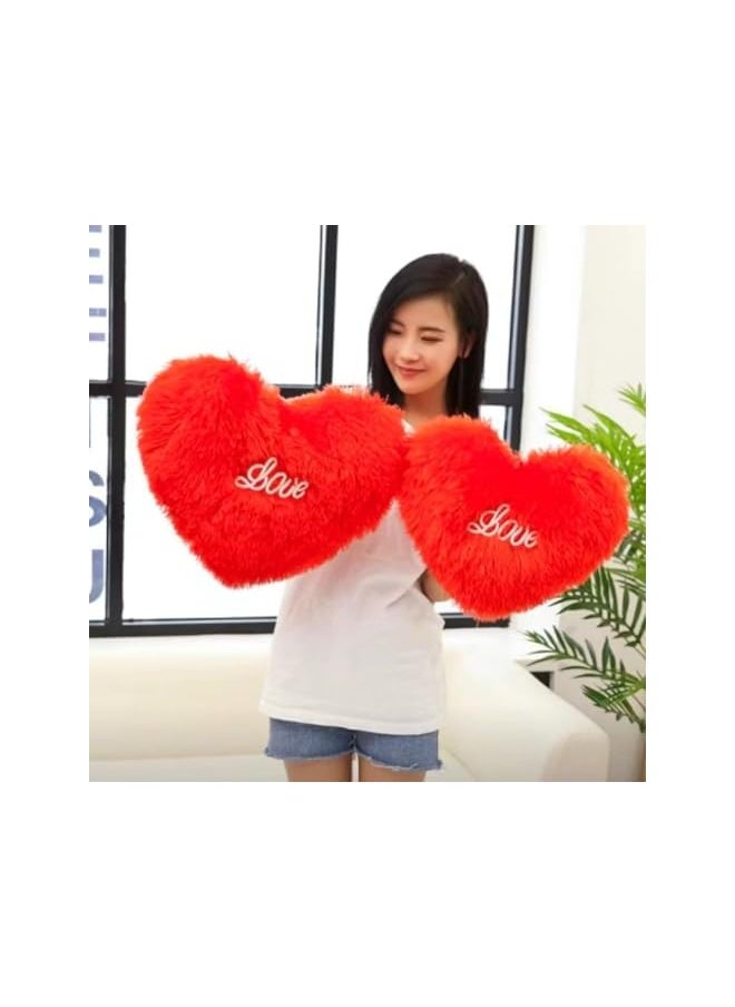 ''Red Heart Pillow/Cushion with Love Text/Soft Decorative-for sofafor a Reading Bed Room/or Watching TV/Plush Pillow/Romantic Gift for Girls Home Car/ & Valentine’s Day Soft Pillow, (37 x 26 cm)
