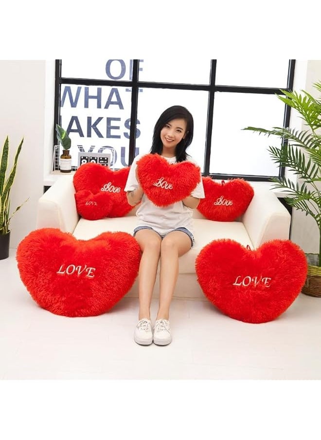 ''Red Heart Pillow/Cushion with Love Text/Soft Decorative-for sofafor a Reading Bed Room/or Watching TV/Plush Pillow/Romantic Gift for Girls Home Car/ & Valentine’s Day Soft Pillow, (37 x 26 cm)