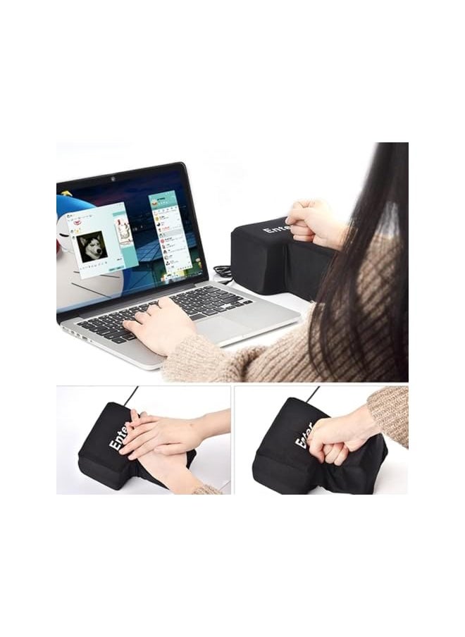 Anti-Stress Toy Pillow, Giant Enter USB Key Relieve Stress Toy, Connected to Computer, Creative Super Sized 3D Enter Key Soft Toy, Suitable for Desktop, Bed, Office