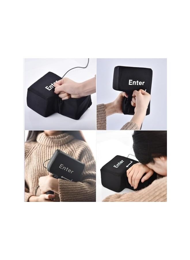 Anti-Stress Toy Pillow, Giant Enter USB Key Relieve Stress Toy, Connected to Computer, Creative Super Sized 3D Enter Key Soft Toy, Suitable for Desktop, Bed, Office