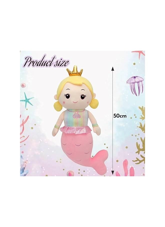 50cm Mermaid Plush Toy – Soft Cuddly Pillow, Cute Stuffed Cushion for Girls, Fluffy Mermaid Doll, Sleeping Companion, Kawaii Throw Pillow, Gift for Kids & Adults, Nursery & Bedroom Decor