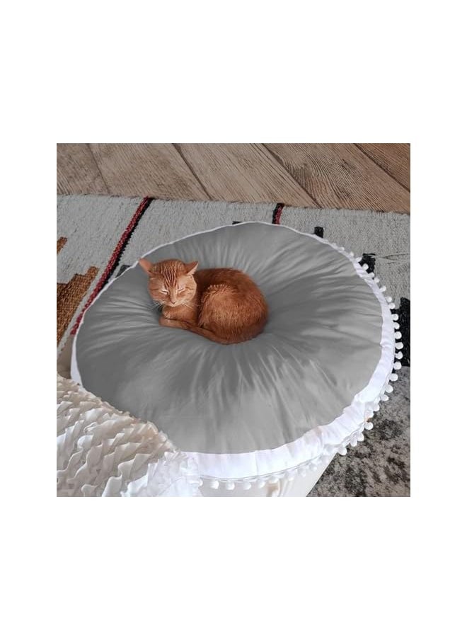 Large Floor Pillow Kids Floor Cushion Seating, Big Circle Baby Pillow, Round Floor Pillows Seating for Infant Toddler Child, Oversized Pillow Mat for Reading Nook Teepee Playroom Nursery Canopy, Grey