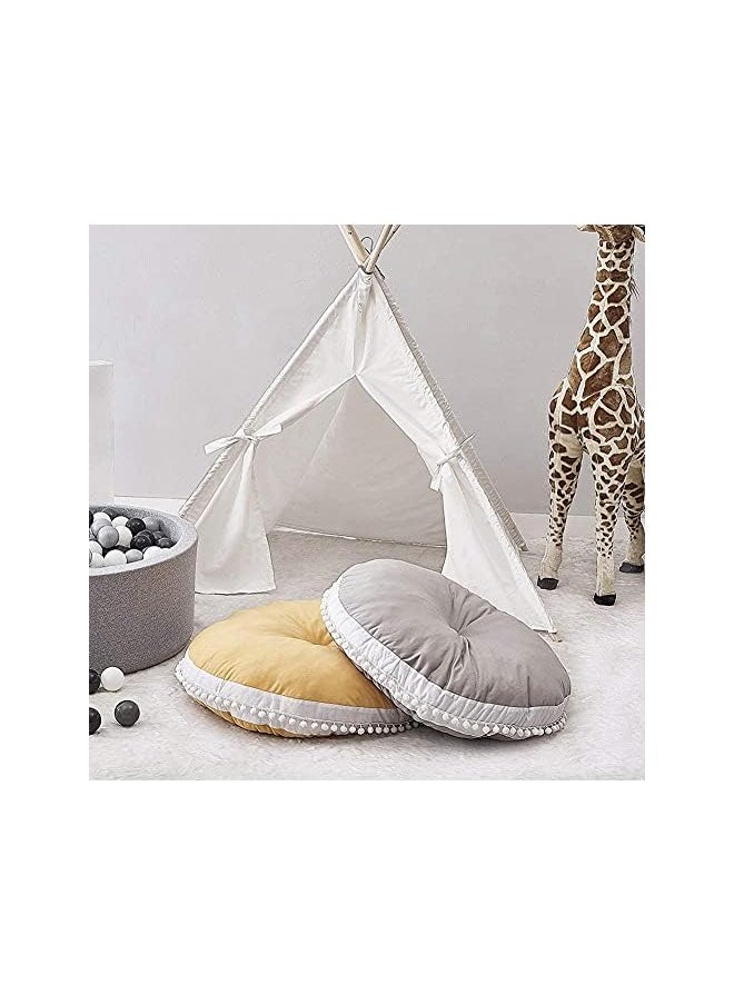 Large Floor Pillow Kids Floor Cushion Seating, Big Circle Baby Pillow, Round Floor Pillows Seating for Infant Toddler Child, Oversized Pillow Mat for Reading Nook Teepee Playroom Nursery Canopy, Grey