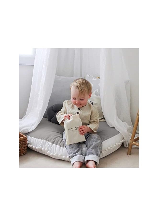 Large Floor Pillow Kids Floor Cushion Seating, Big Circle Baby Pillow, Round Floor Pillows Seating for Infant Toddler Child, Oversized Pillow Mat for Reading Nook Teepee Playroom Nursery Canopy, Grey