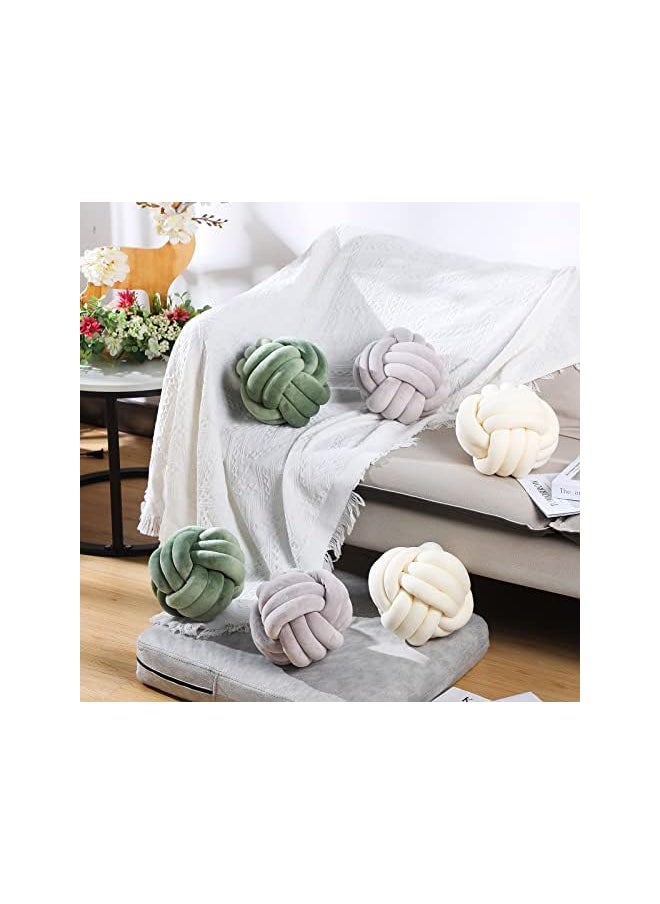 2 Pieces Knot Ball Pillows Round Plush Aesthetic Cushion Pillows Soft Stress Relieving Cute Decorative Knotted Pillows for Kids Bed Sofa Bedroom Decor (Gray, 7.87 Inches)